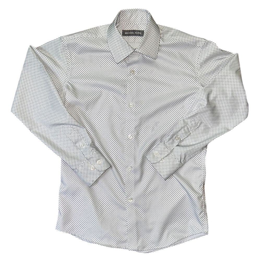 Michael Kors Geometric Print Boys Youth Button Down Dress Shirt 10R
